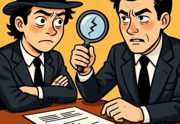 Cartoon of a detective and suspect