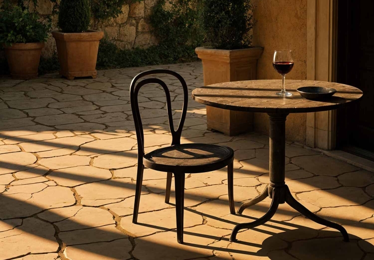 Solitary table and chair