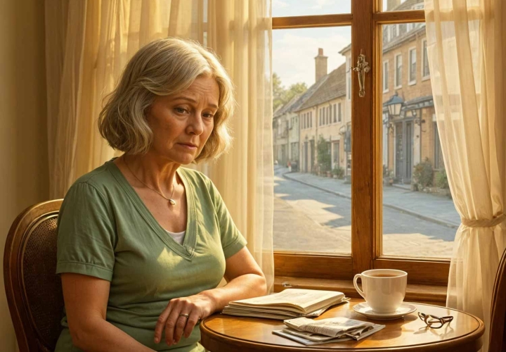 Lady with a cold cup of tea and evidence